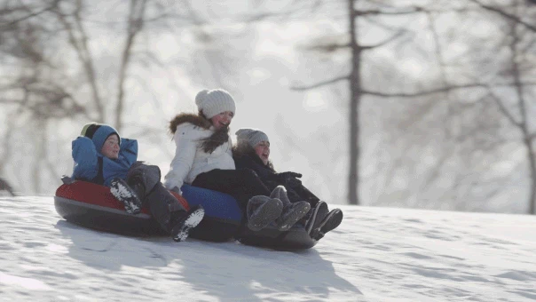 Children sled riding