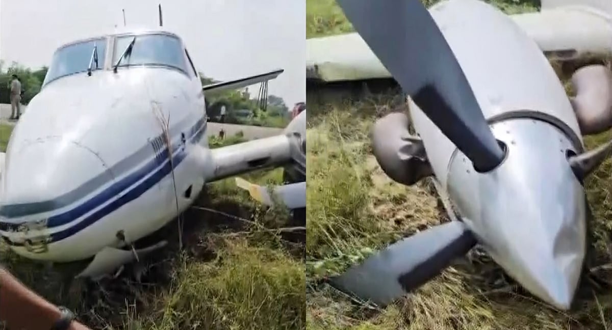 Six escape unhurt after private aircraft skids off runway in UP's Farrukhabad